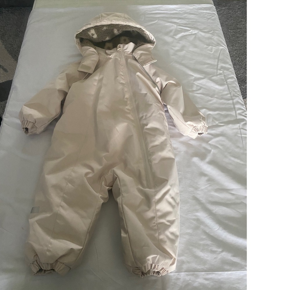 Zara Baby Snowsuit Cream Fleece Lined Hooded One Piece 12-18 Months 5644/503
